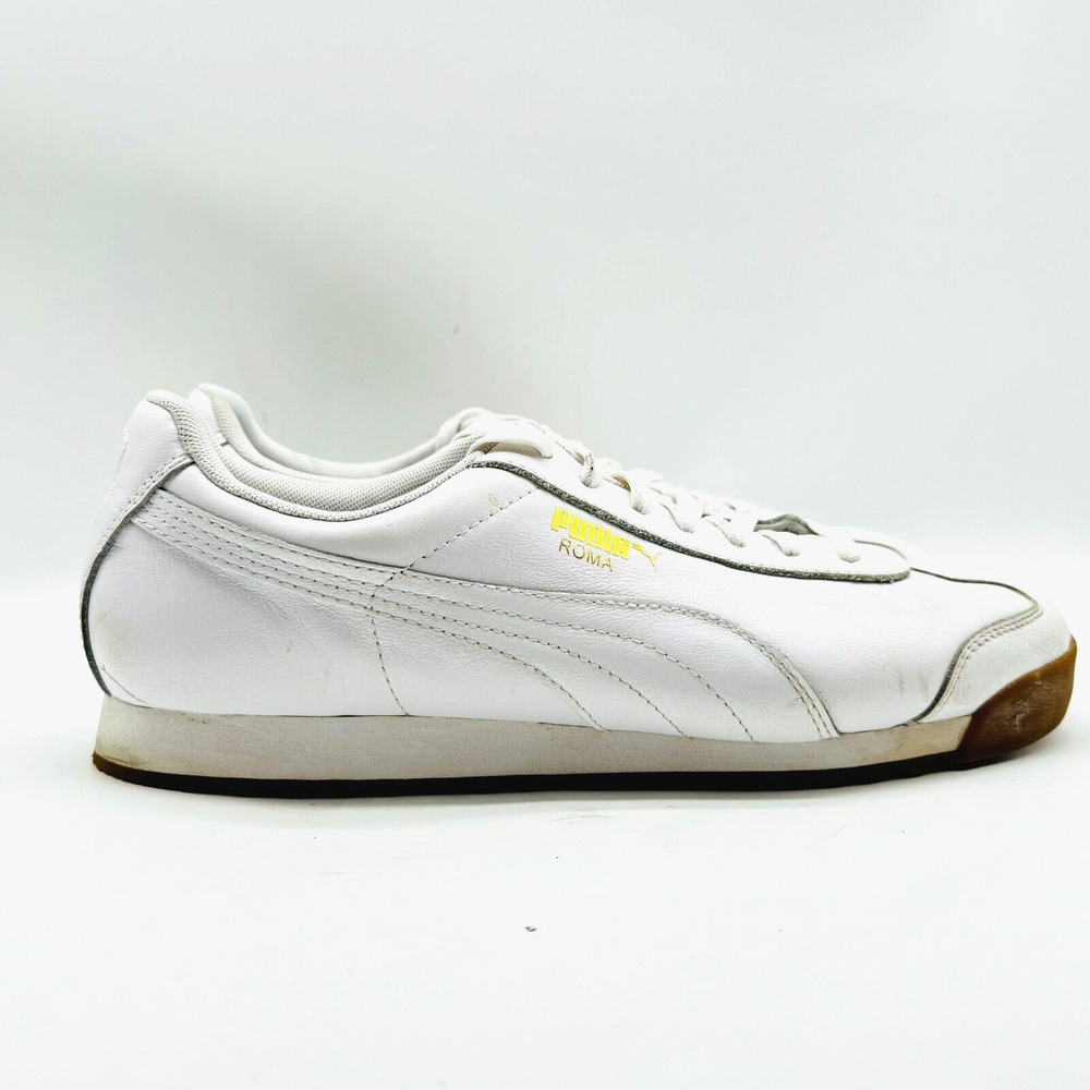 Puma Roma Basic Mens 12 White Gum Athletic Leather Shoe Casual Sneaker 353572-21